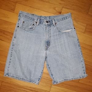 Vintage Mens Levi's 550 Red Tab Denim Shorts Sz 34, light Wash, well worn